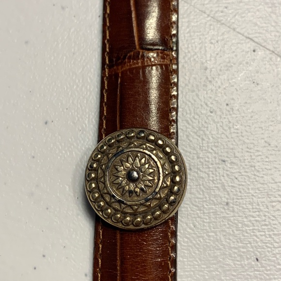 Vintage Brighton brown Leather Belt Silver‑Tone Buckle/Tip-Size 33 (Fits 32–34) - Picture 8 of 12